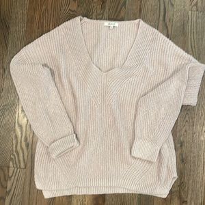 Madewell V-Neck Sweater in Light Pink